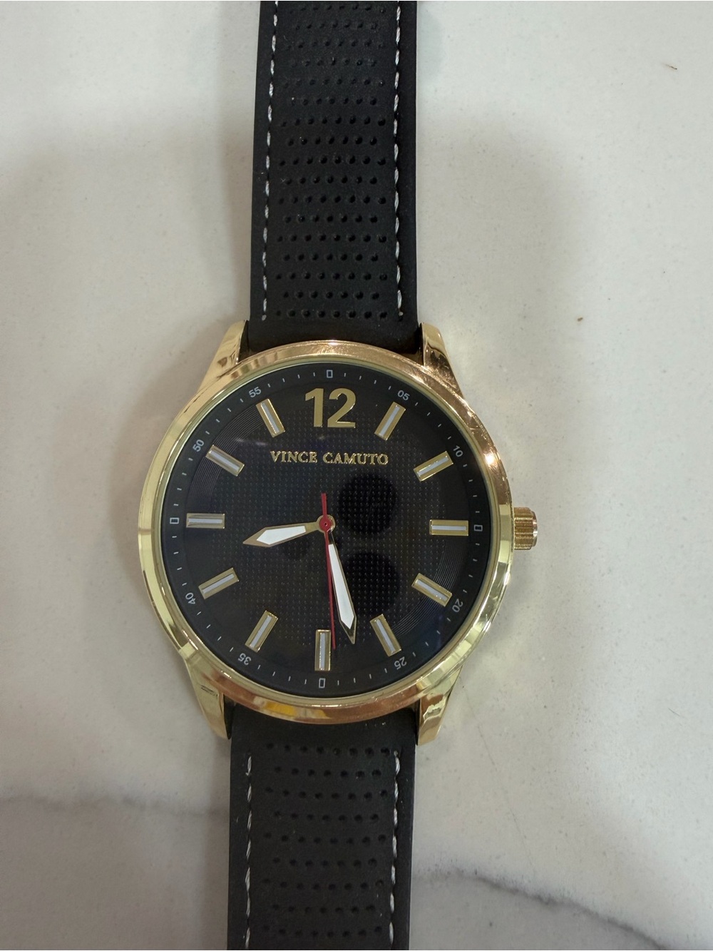 Vince Camuto Black Dial Gold-Tone Case Men’s Watch